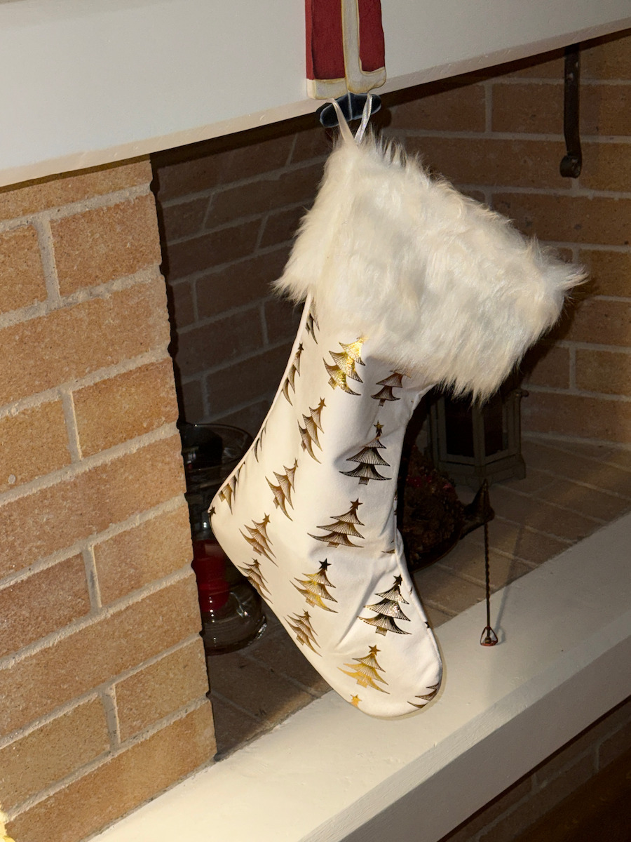 Christmas Decorative Fabric White Socks with Tree L53xW26xH16cm