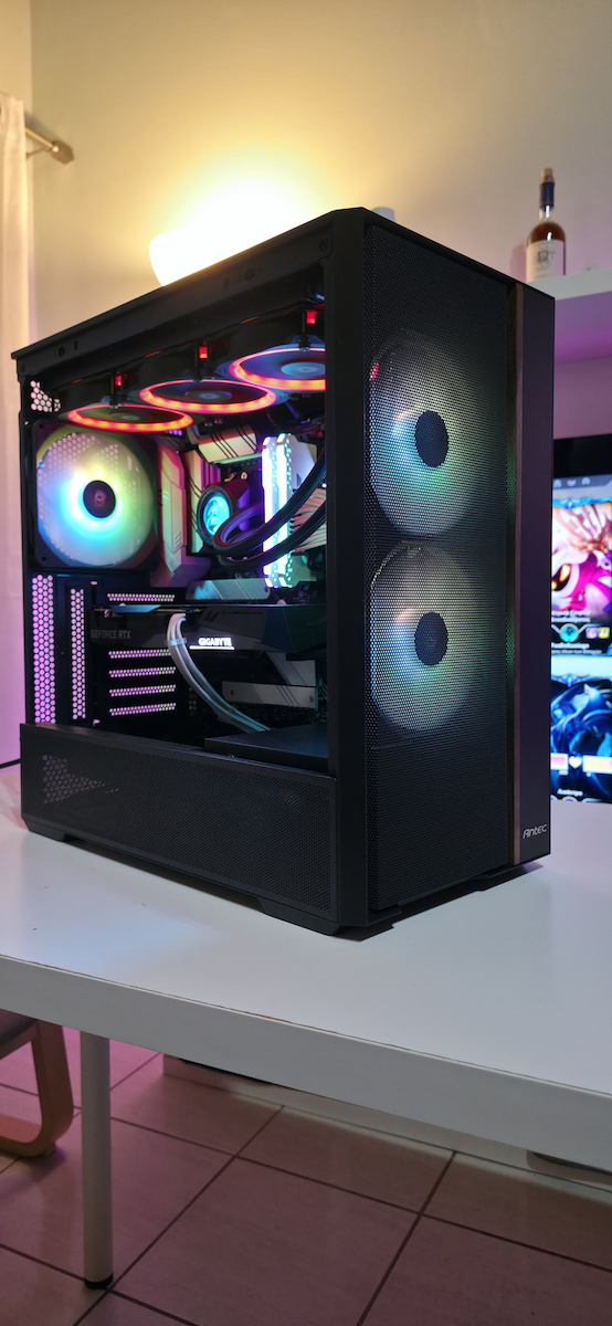 Antec FLUX REAR Gaming Midi-Turm Computergehäuse mit Seitenfenster Schwarz