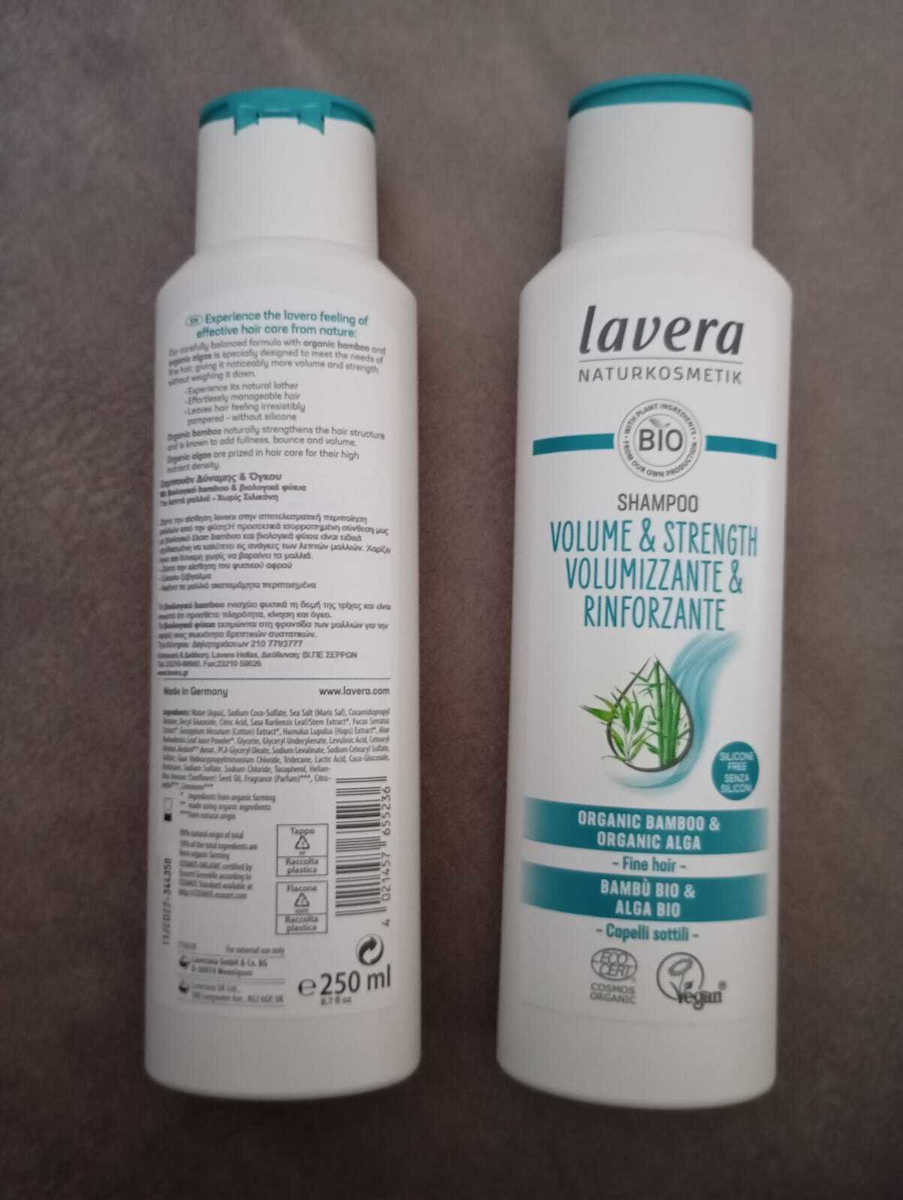 Lavera Volume & Strength Organic Bamboo & Organic Algae Shampoos for Fragile, Αντι-Θραύση Hair 250ml