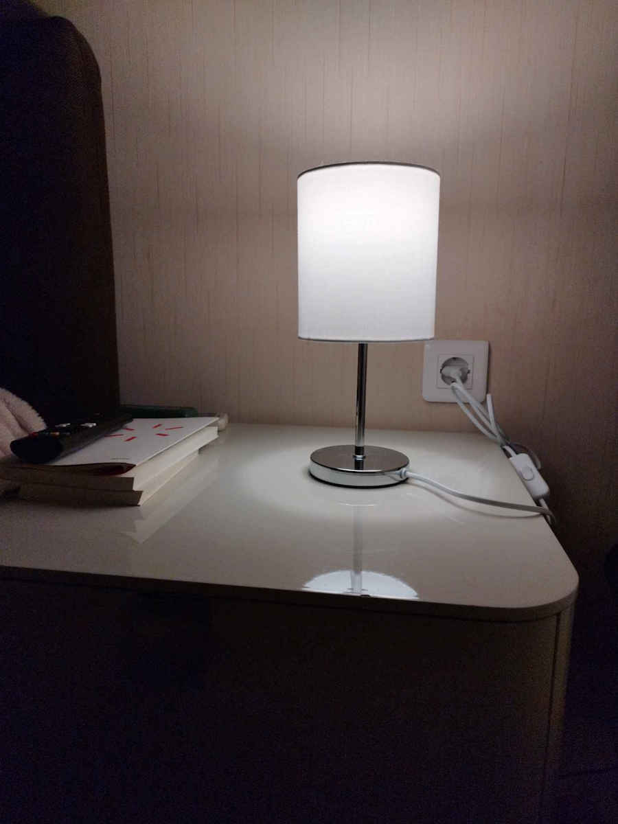 Trio Lighting Jerry Metal Table Lamp for Socket E14 LED with White Shade and Silver Base