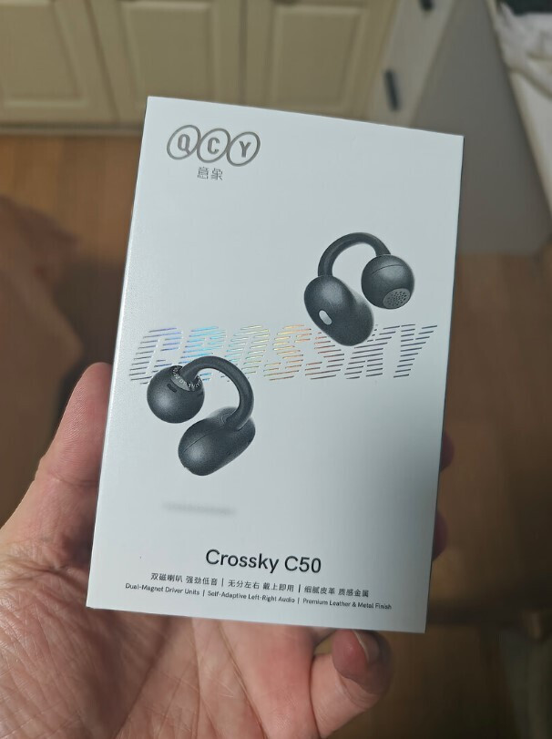 QCY Crossky C50 Open Ear Bluetooth Handsfree Ακουστικά με Αντοχή στον Ιδρώτα και Θήκη Φόρτισης Γκρι