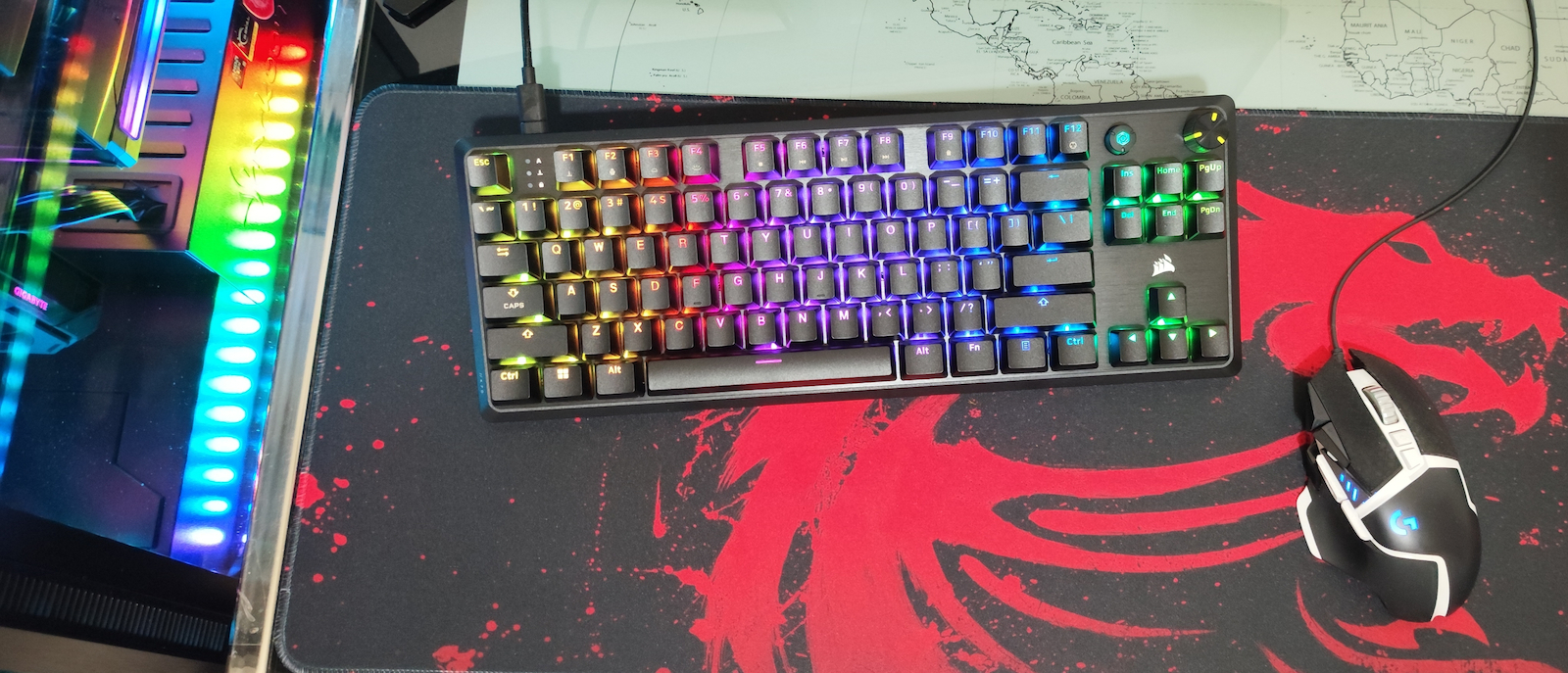 Corsair K70 Core TKL Gaming Mechanical Keyboard Tenkeyless with Corsair MLX Red switches and RGB lighting (English US)