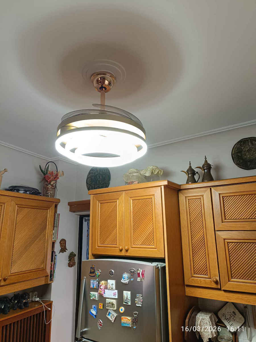 Powertech Deckenventilator 106cm mit Leuchte Transparent / Gold