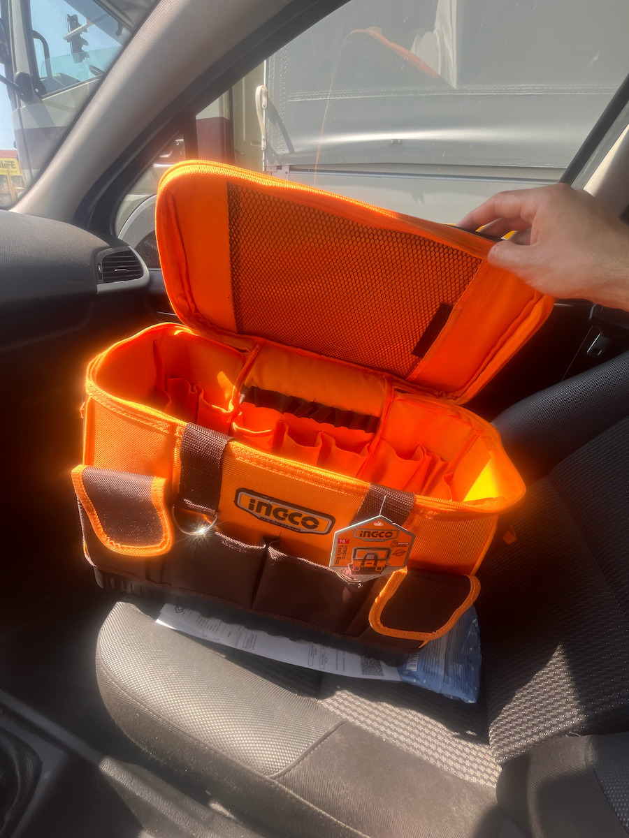 Ingco Stoff-Über-die-Schulter-Werkzeugtasche Wasserdichte Braune