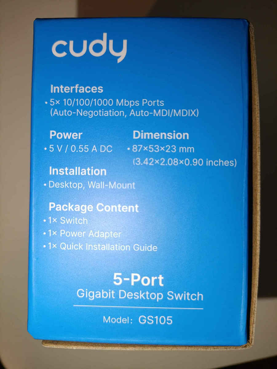 Cudy GS105 Unmanaged L2 Switch with 5 Gigabit (1Gbps) Ethernet Ports