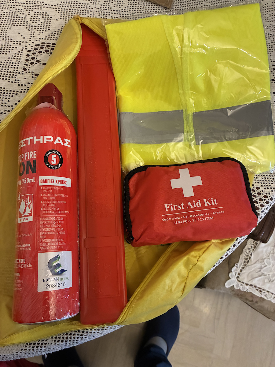 Autopataki Car Emergency Kit with First Aid Kit Fire Extinguisher Warning Triangle & Reflective Vest