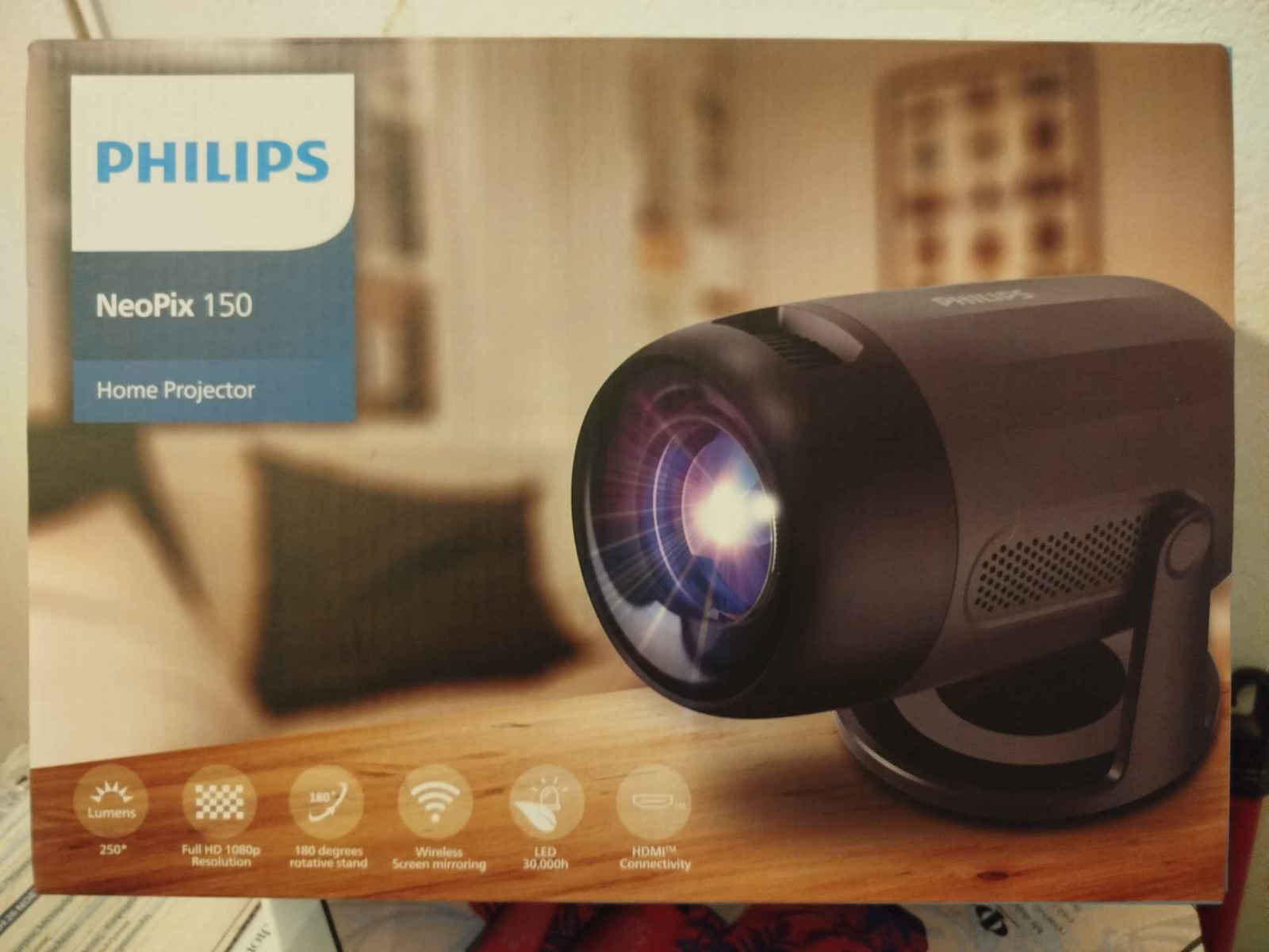 Philips NeoPix 150 Mini Projektor LCD Full HD LED-Lampe mit Wi-Fi und Eingebauten Lautsprechern Gray