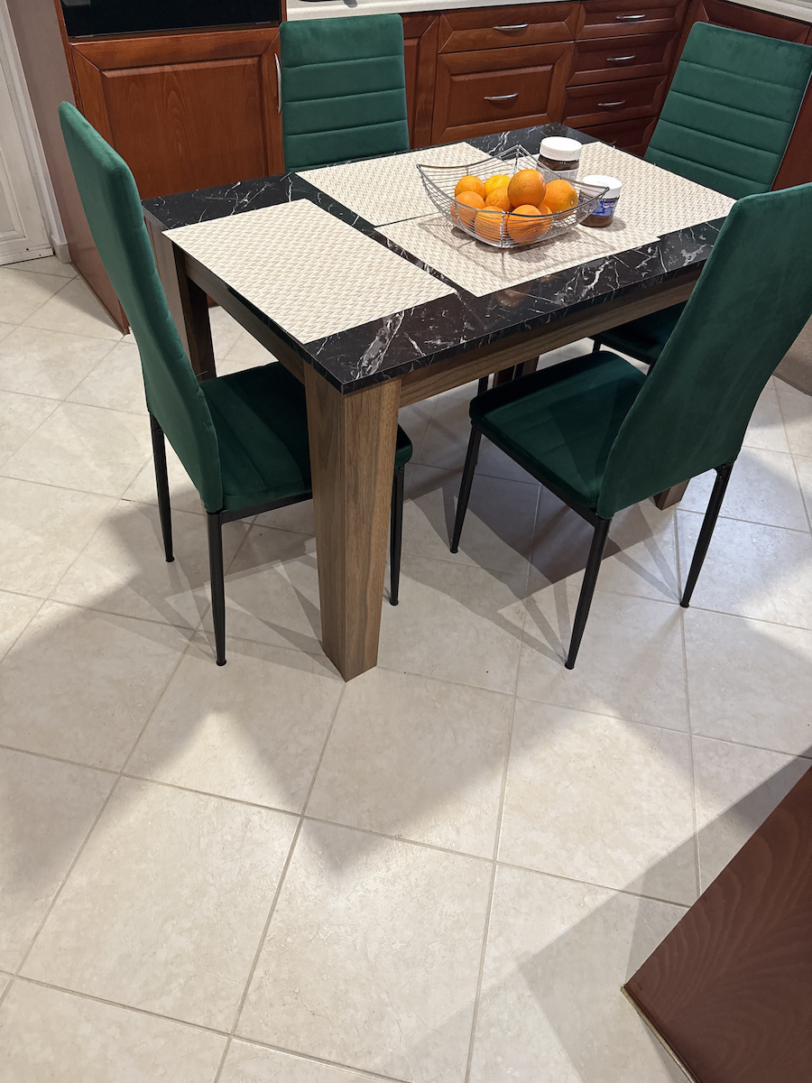 Darlen Table Dining Room Wooden Walnut - Black Marble Effect 110x72x74cm