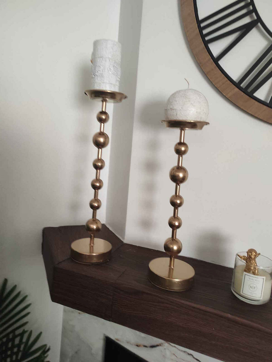 Marhome Candle Holder Metal in Gold Color 10x10x39.5cm 1pcs 15-10225