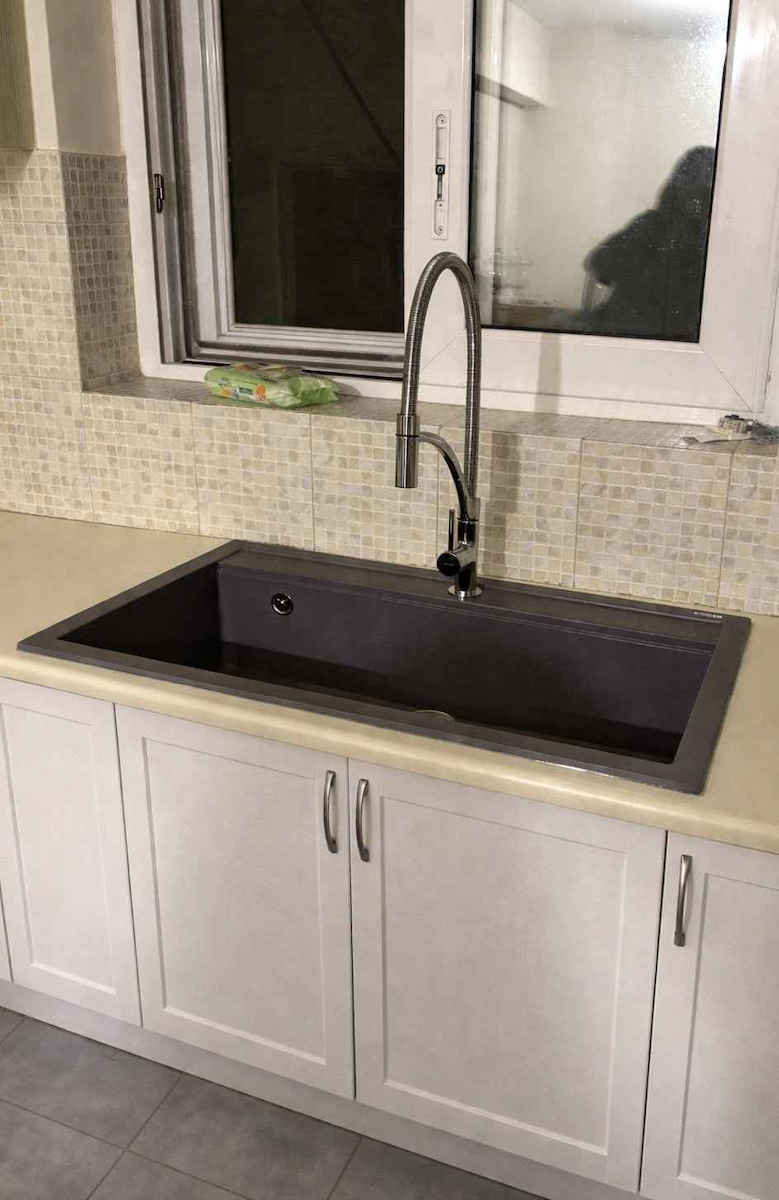Quadro SQQ103 Chiuvetă De Bucătărie Drop-In Din Granit Lichid M79xL51cm Albă