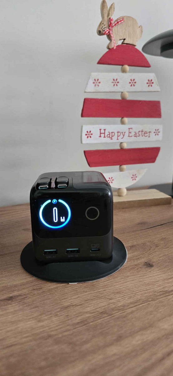 Joyroom Βάση Φόρτισης GaN με 2 Θύρες USB-A και Θύρα USB-C και Καλώδιο USB-C 140W Quick Charge 3.0 σε Γκρι χρώμα (JR-TRD01)