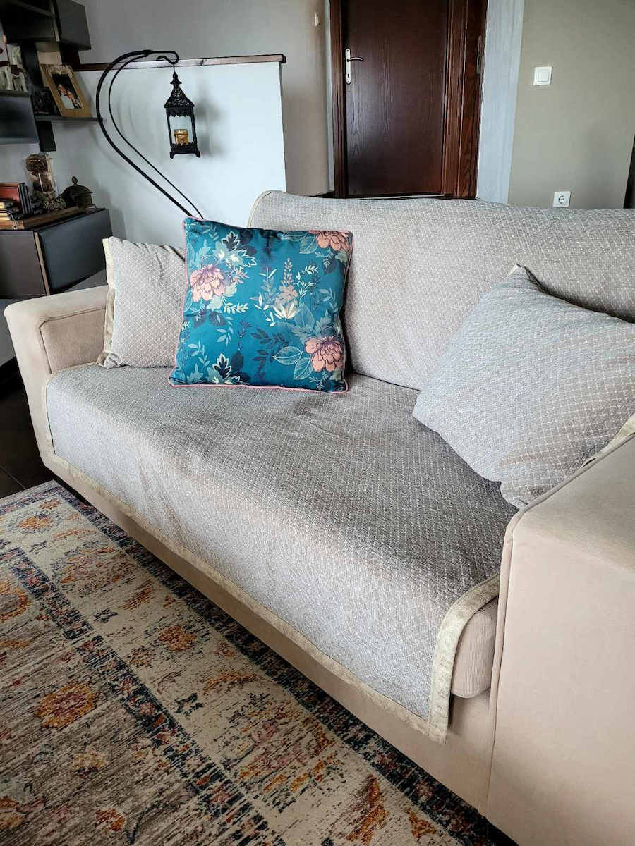 Nef-Nef Homeware Decken & Couchdecken Zweisitzer-Sofa Überwurf 2 Seiten Jacquard 170x250cm Ecru