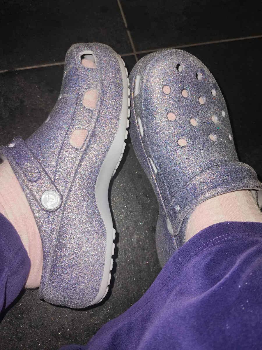 Crocs Classic Platform Glitter Damen Clogs Lila