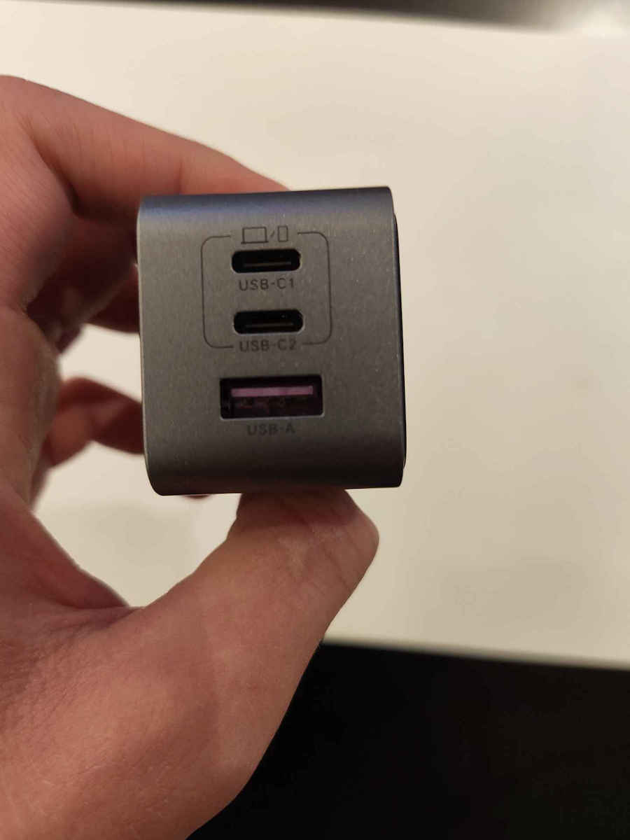 Ugreen Charger Without Cable GaN with USB-A Port and 2 USB-C Ports 65W Power Delivery / Quick Charge 3.0 Gray (Nexode Air)