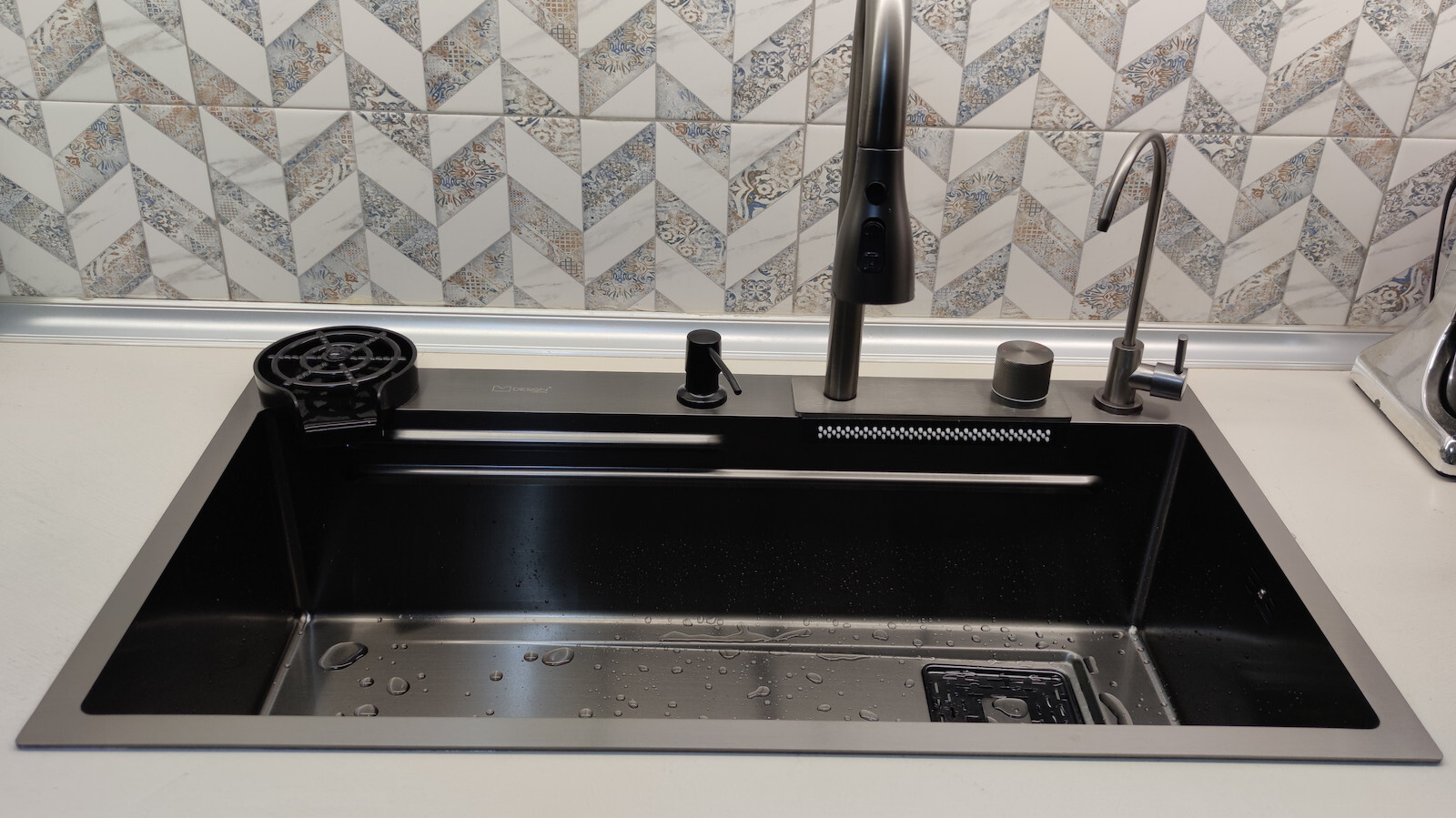 Built-in Sink 80x46 Cm Faucet Complete Set 8 Pieces Stainless Steel Anthracite Ml Design