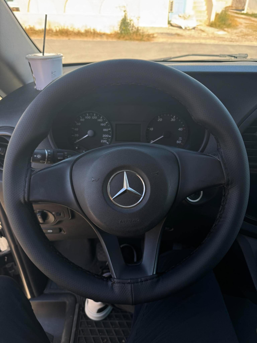 Car Steering Wheel Cover Tailored with Diameter 37-38cm Leather Black