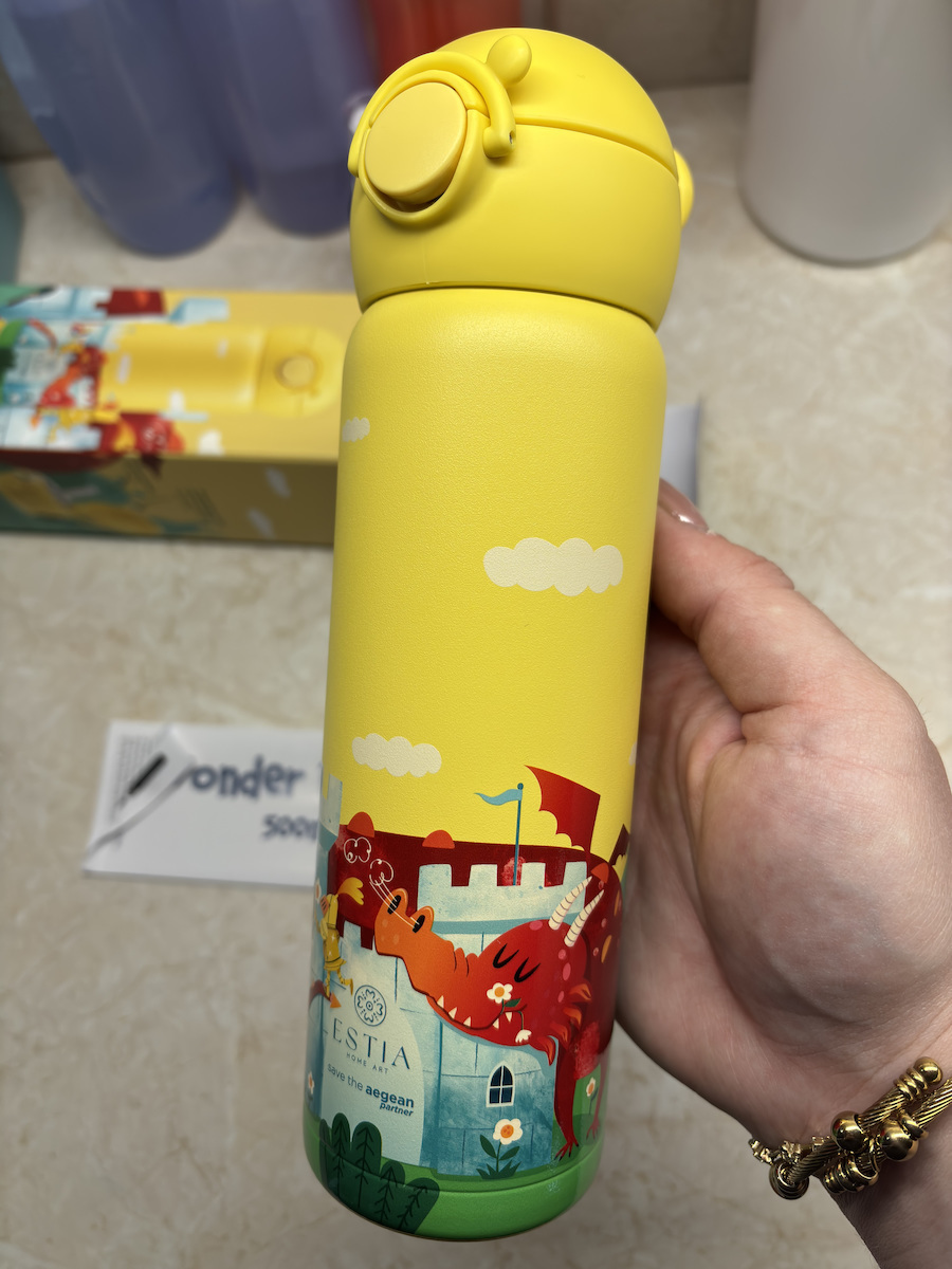 Estia Wonder Bottle Save The Aegean Kids Water Bottle Thermos Stainless Steel with Straw Non Spill 350ml