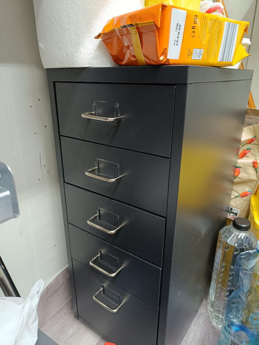 Office Storage Metal Drawer with Wheels & 5 Drawers Black L41xW28xH69cm