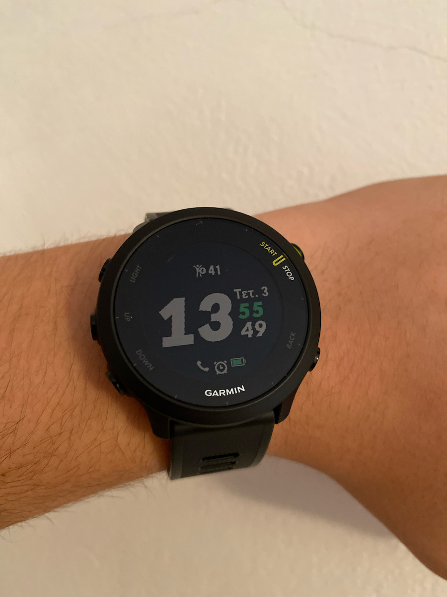 Garmin Forerunner 55 42mm Αδιάβροχο Smartwatch με Παλμογράφο (White)