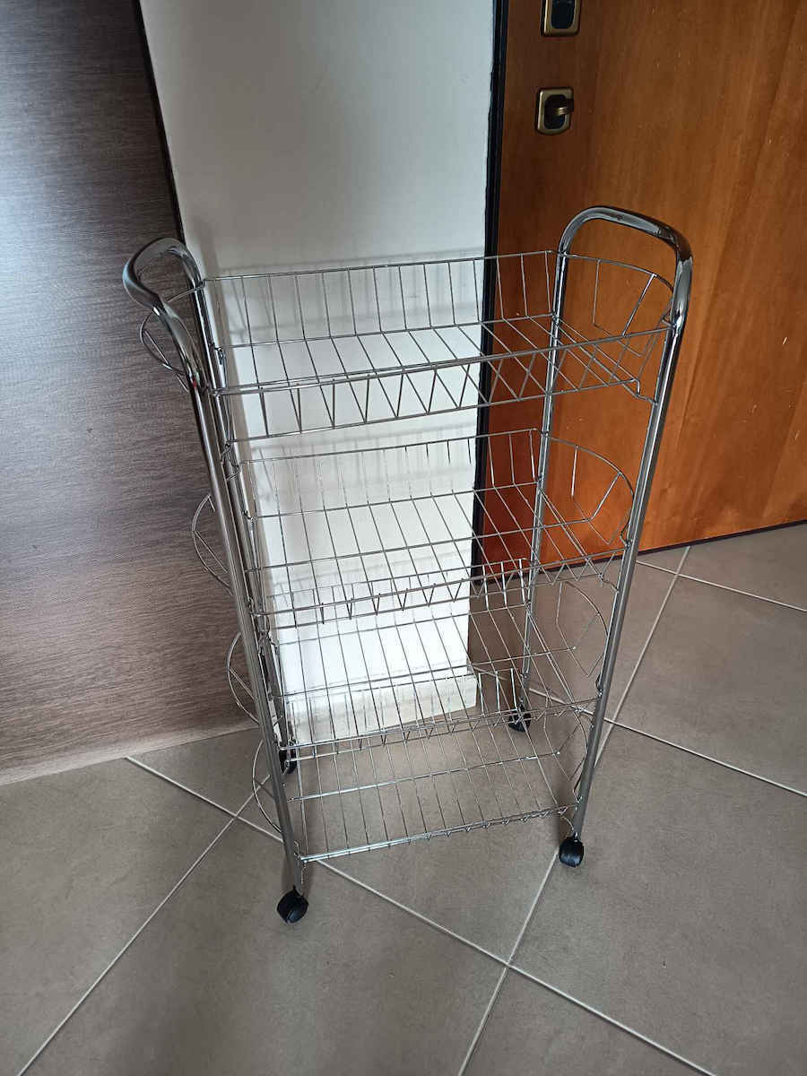 Τρόλεϊ Κουζίνας Μεταλλικό 4 Θέσεων Ασημί 52x26x100cm