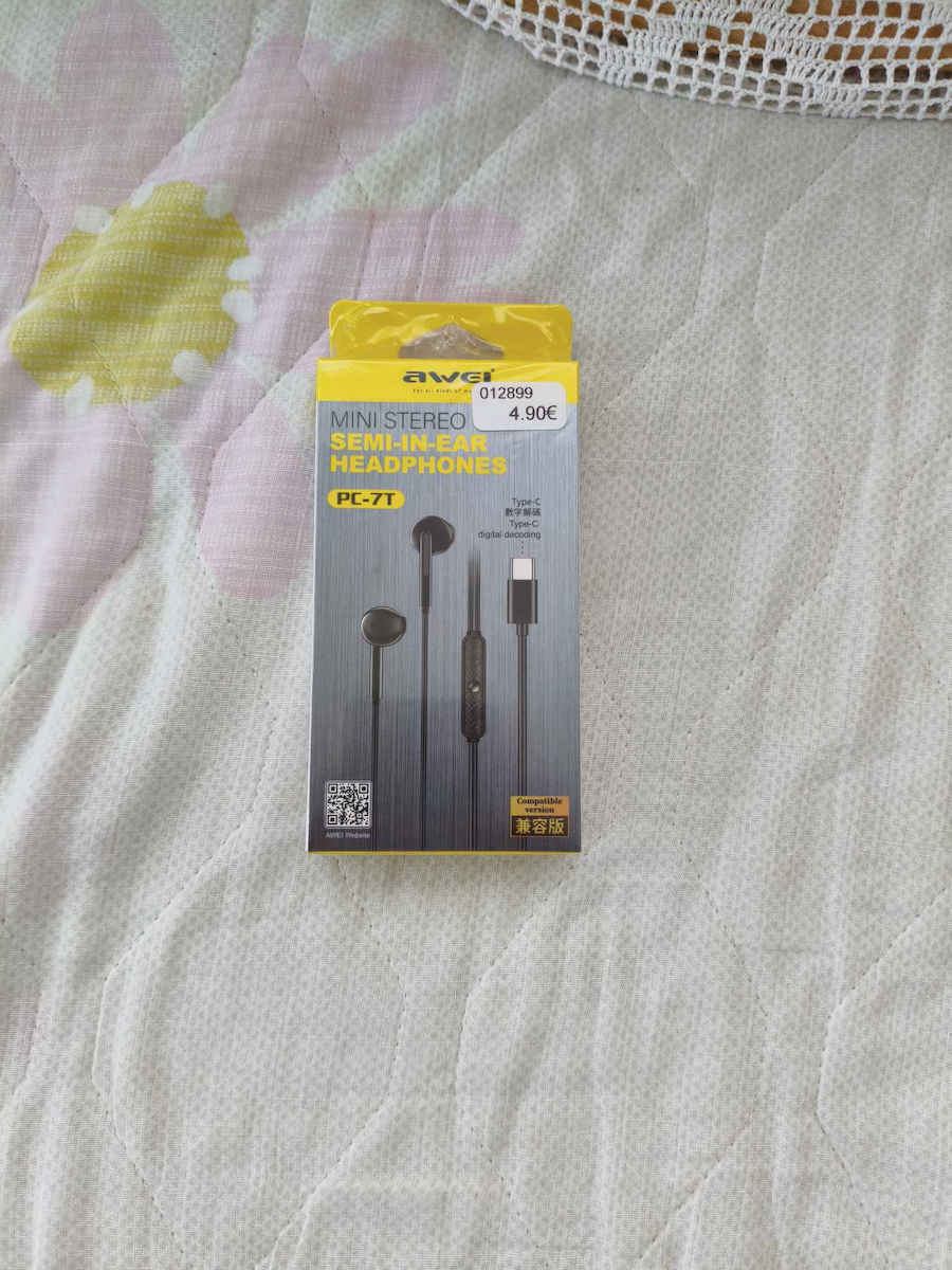 Awei PC-7T In-ear Handsfree with USB-C Connector Black