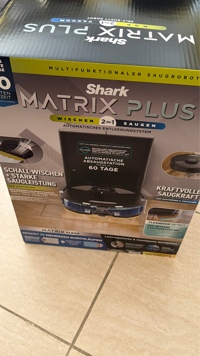 Shark Matrix Plus + Automatic Emptying System Robot Vacuum Cleaner with Laser Mapping Black