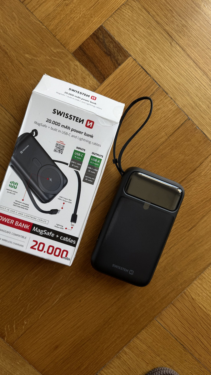 Swissten Power Bank MagSafe 10000mAh 15W με Θύρα USB-A και Θύρα USB-C Μαύρο