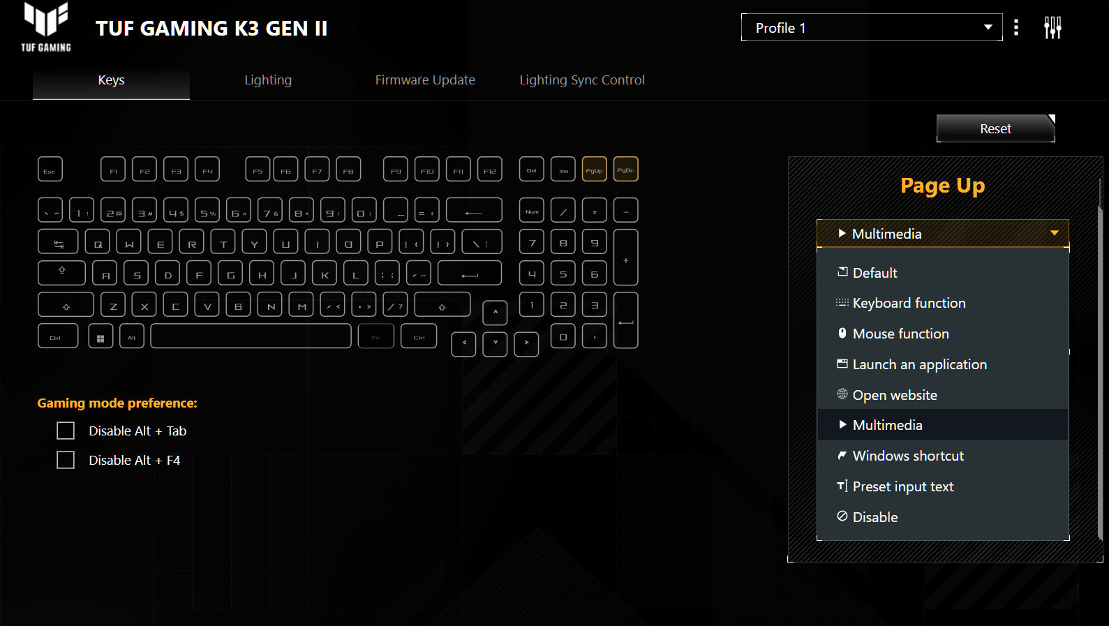 Asus TUF Gaming K3 Gen II Οπτικό Gaming Πληκτρολόγιο με RGB φωτισμό (Αγγλικό US)