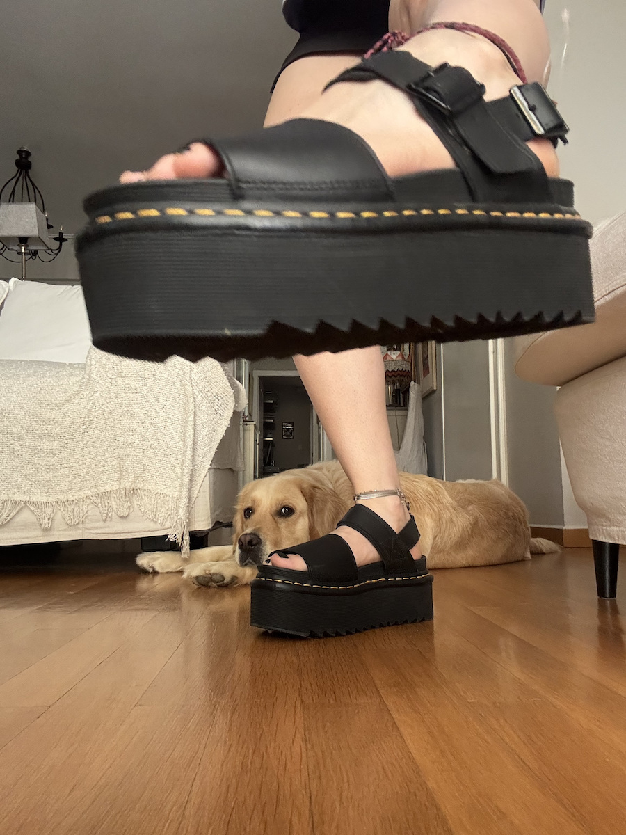 Voss Quad Δερμάτινα Γυναικεία Σανδάλια Flatforms Μαύρα