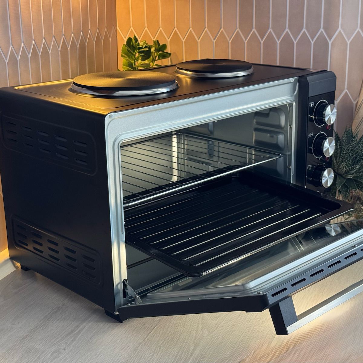 Izzy IZ-8015 Ηλεκτρικό Φουρνάκι 48lt με 2 Εστίες Μαύρο