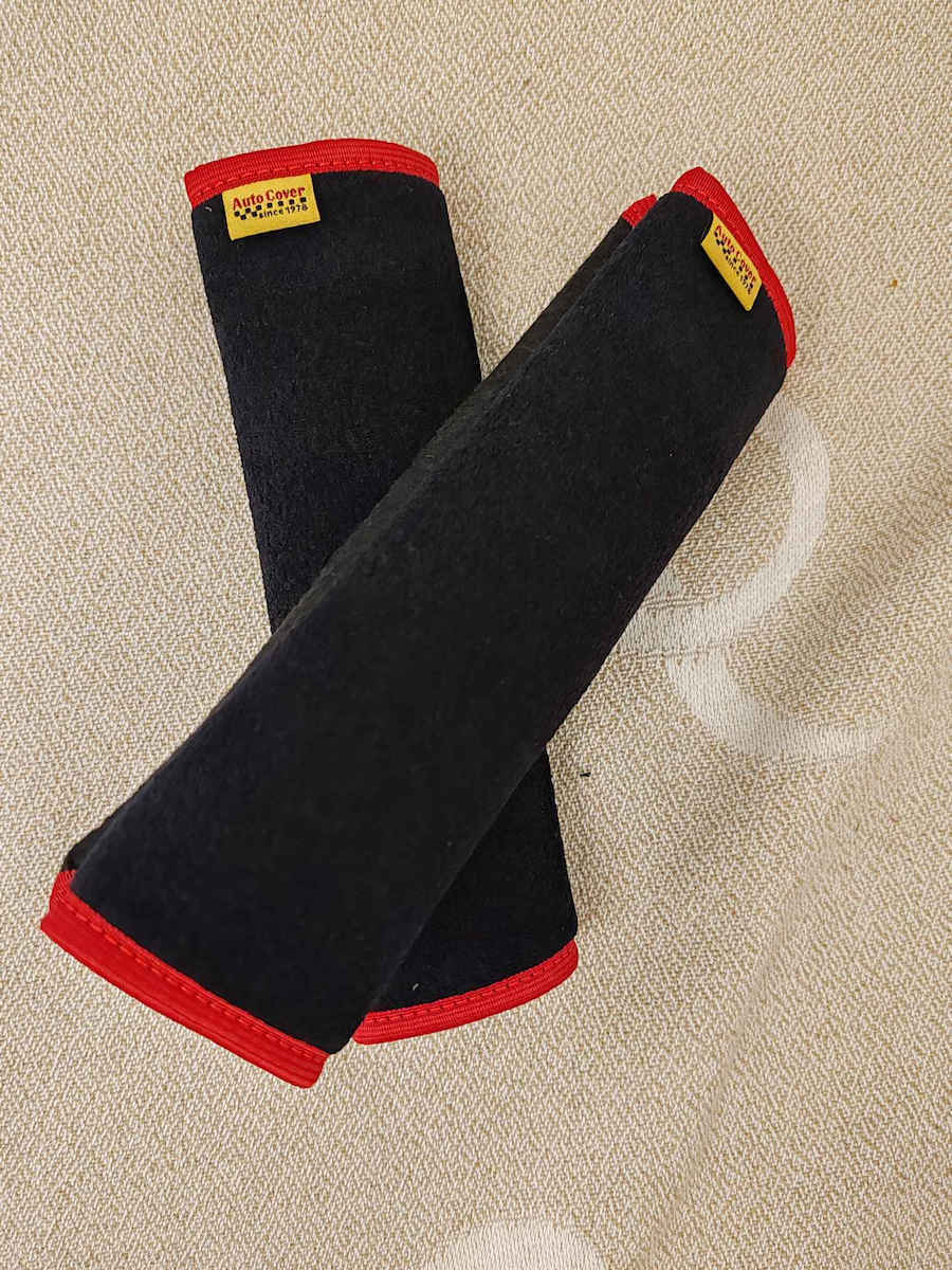 Autocover Autositzgurt-Pads Schwarzes Handtuch - Grauer Rand Gray 2Stück