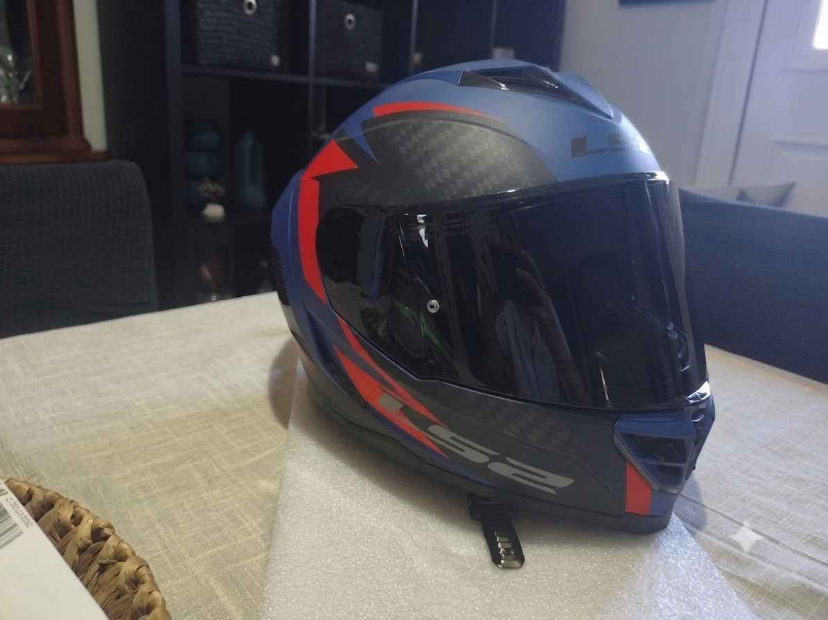 LS2 FF818 Storm III Sporty White/Blue/Red Motorcycle Helmet Full Face ECE 22.06 1600gr with Pinlock and Sunvisor