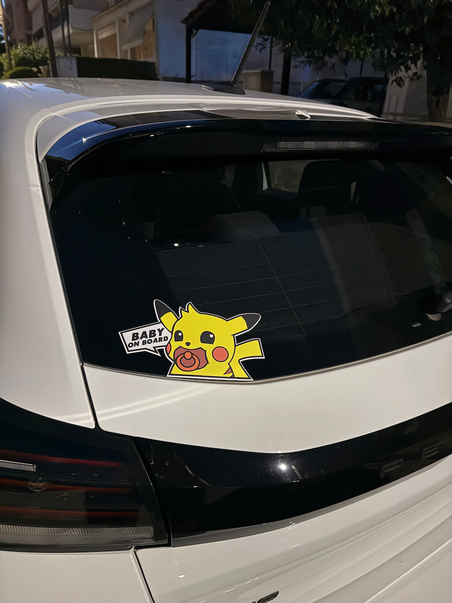 Σήμα Baby on Board με Αυτοκόλλητο Pikachu Κίτρινο