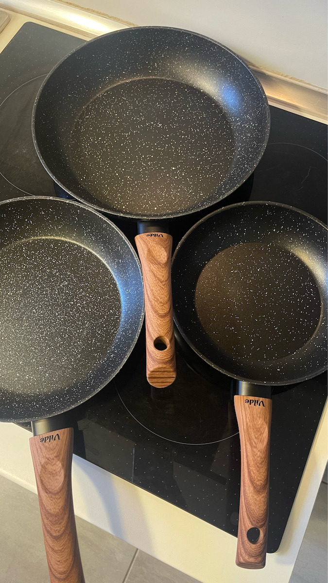 Vilde Premium Set De Tigăi Granit Set 3 Tigăi Antiaderente Aluminiu Acoperire Granit 20 24 28cm