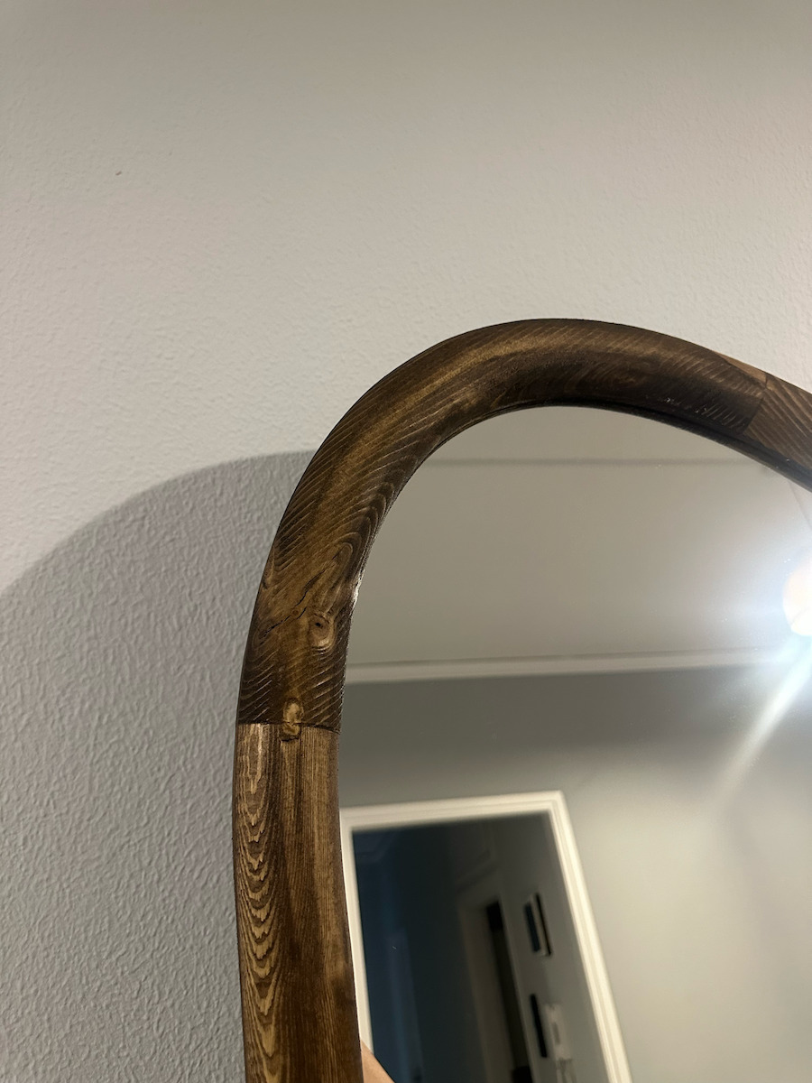 SteweHome Asymmetrischer Boden- oder Standspiegel mit Braun Holz Rahmen 180x80cm