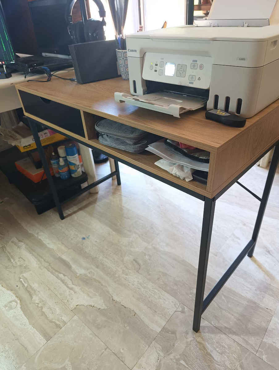 Desk Fenwick Wooden Oak/Black with Metal Legs 98x48x76.3cm