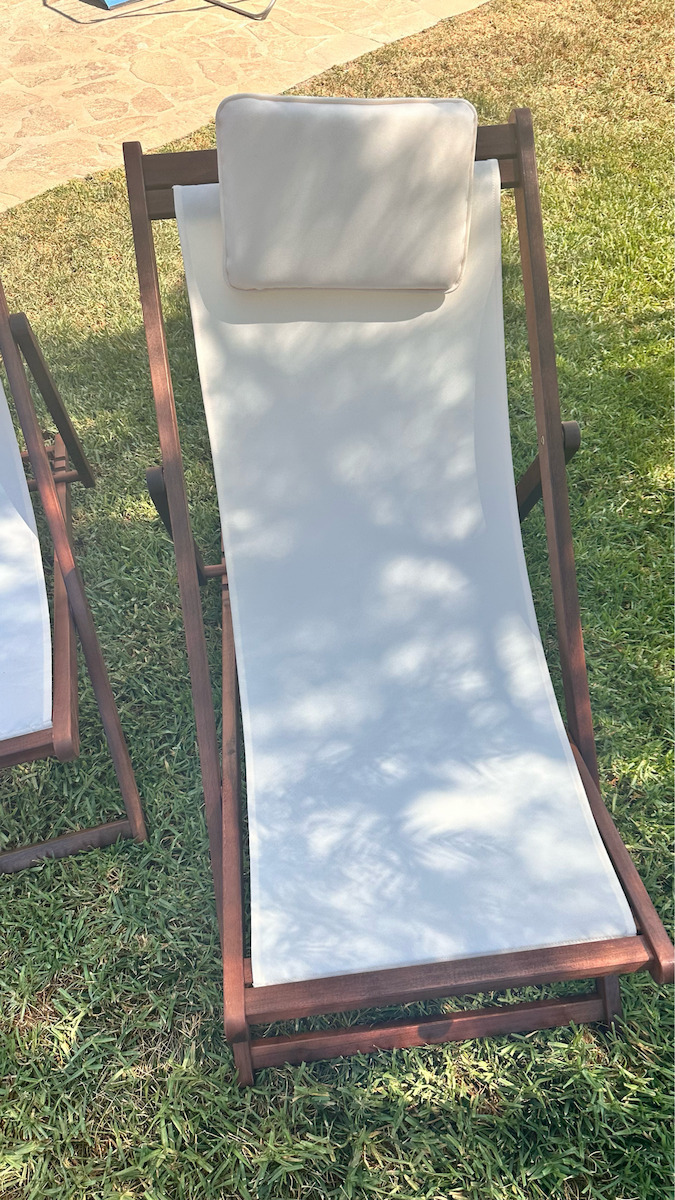 Deckchairs Wooden with Ecru Fabric 104x58x72cm