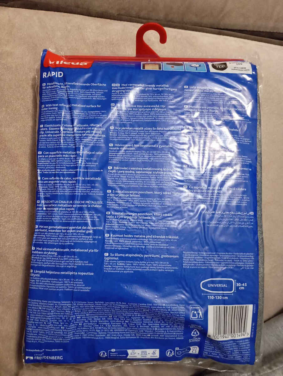 Vileda Rapid Ironing Board Cover Gray 130x45cm