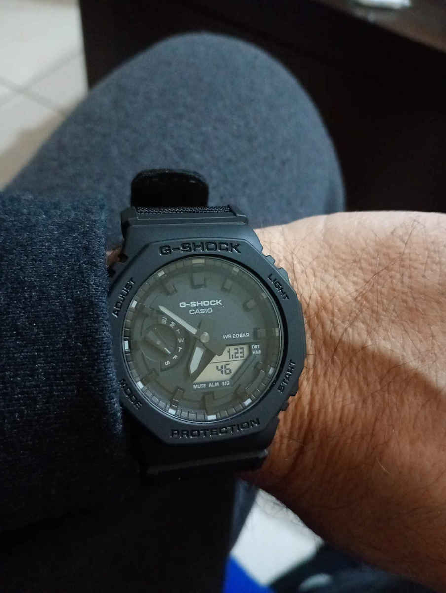 Casio G-shock Αναλογικό/Ψηφιακό Ανδρικό Ρολόι 45mm Χρονογράφος Μπαταρίας με Μαύρο Υφασμάτινο Λουράκι