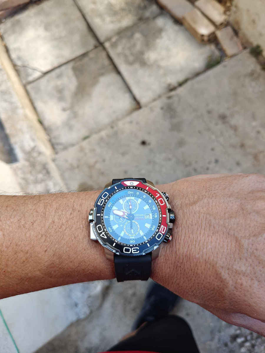 Citizen Promaster Marine Diver Ανδρικό Ρολόι 47mm Χρονογράφος Eco - Drive με Μαύρο Καουτσούκ Λουράκι