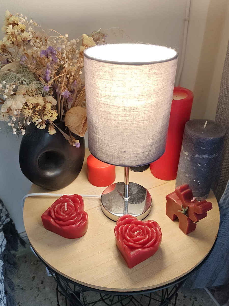 Trio Lighting Jerry Metal Table Lamp for Socket E14 LED with Gray Shade and Silver Base