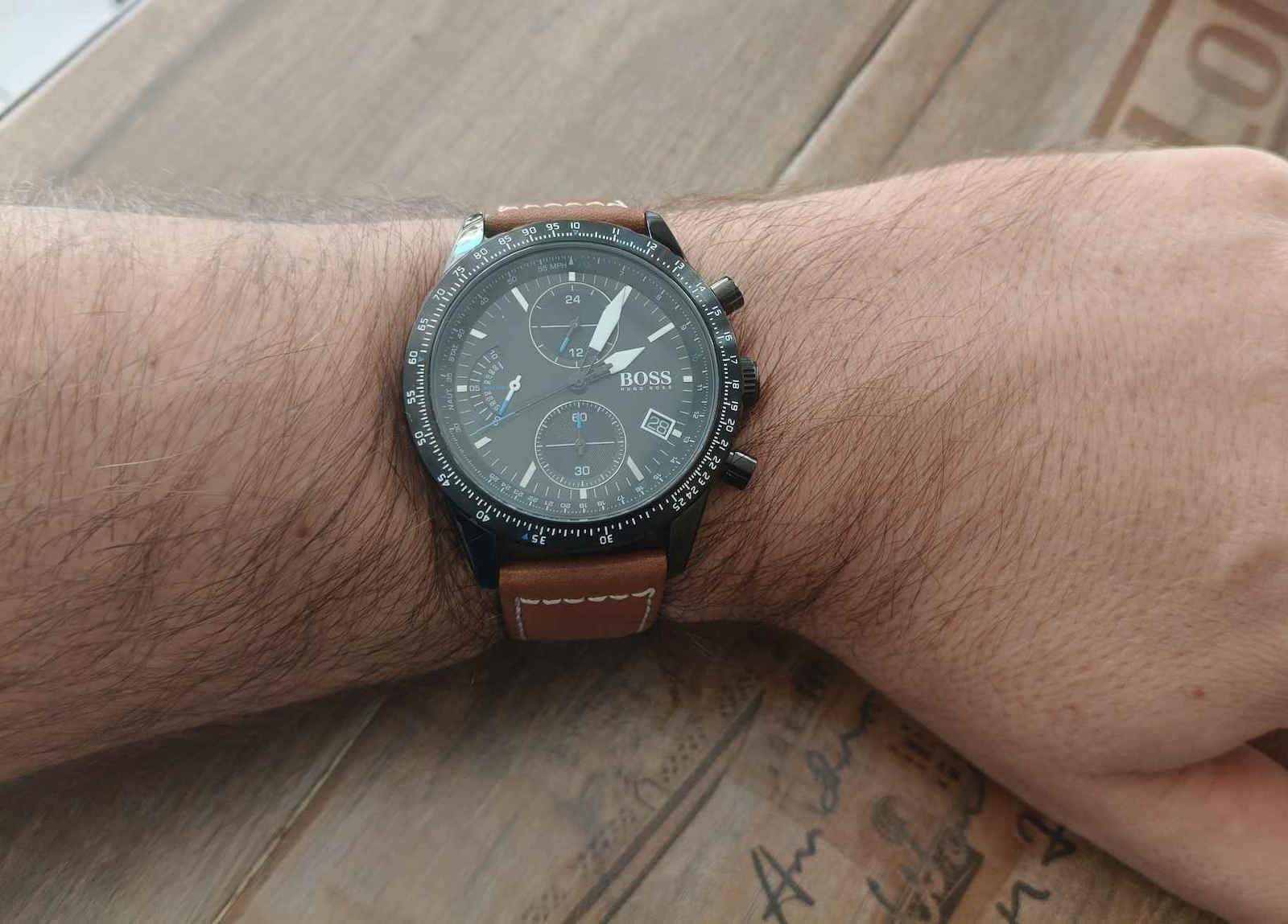 Pilot Ανδρικό Ρολόι 44mm Χρονογράφος Μπαταρίας με Μαύρο Ατσάλινο Μπρασελέ