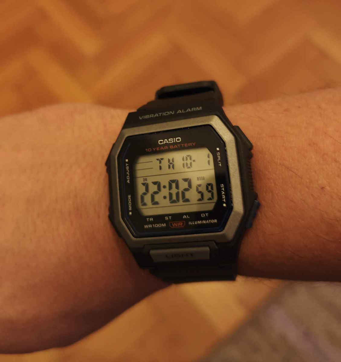 Digital Men's Battery Watch with Green Rubber Strap