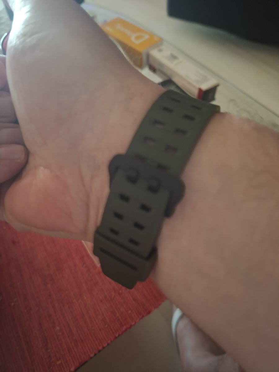 Digital Men's Battery Watch with Green Rubber Strap