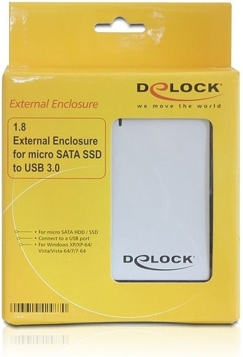 DeLock Case for Hard Drive 1.8" SATA III with Connection USB 3.0 Silver