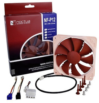 Noctua NF-P12 Gehäuselüfter 120mm mit Verbindung 3-polig / 4-Pin Molex 1Stück Braun