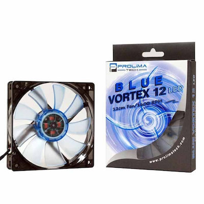 ProlimaTech Вентилатор за кутия 120мм с Синьо осветление и връзка 3-Pin / 4-пинов молекс