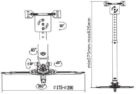 Reflecta Βάση Projector Οροφής Vexus με Μέγιστο Φορτίο 20kg Ασημί