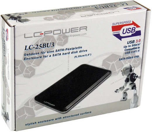 LC-Power Твърд диск кутия 2.5" SATA III с връзка USB 3.0 в Черен цвят