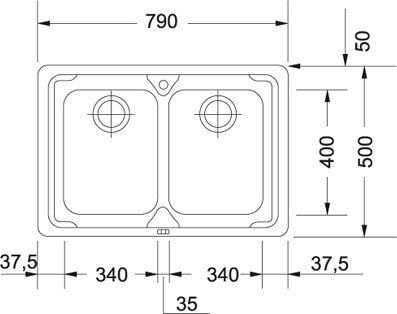 Franke Logica LOX 620 3011444401 Drop-In Sink Inox Satin W86xD50cm Silver